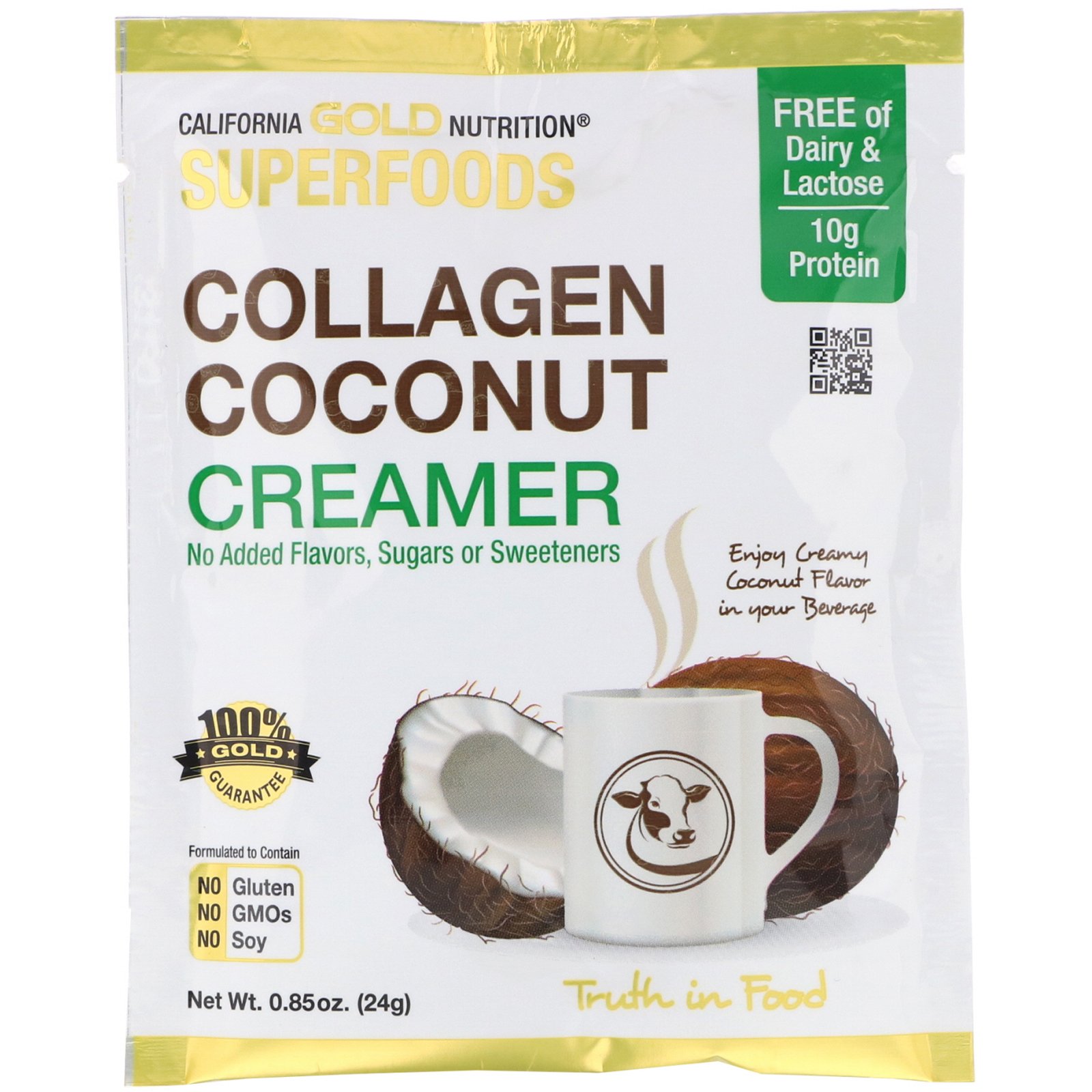 Comprar California Gold Nutrition, Superfoods, Creme de Coco com Colágeno, Sem Açúcar, 0,85 oz (24 g)