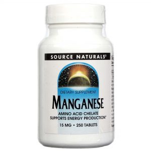 Comprar Source Naturals, Quelato de Manganês 15 mg - 250 Tabletes