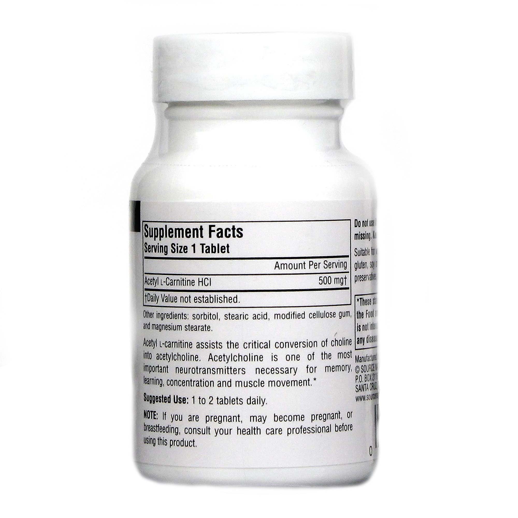 Comprar Source Naturals, Acetil L-Carnitina 500 mg - 30 Tabletes - Imagem 2