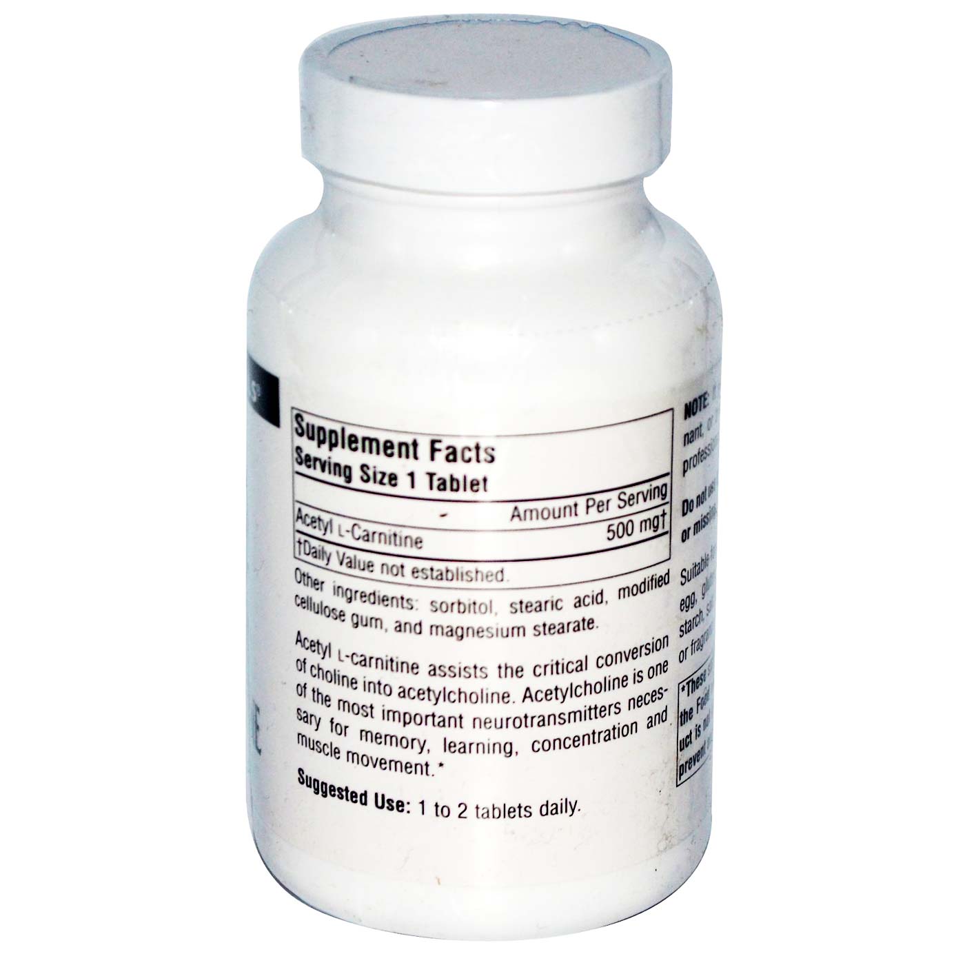 Comprar Source Naturals Acetil L-Carnitina 500 mg 60 Tabletes - Imagem 2