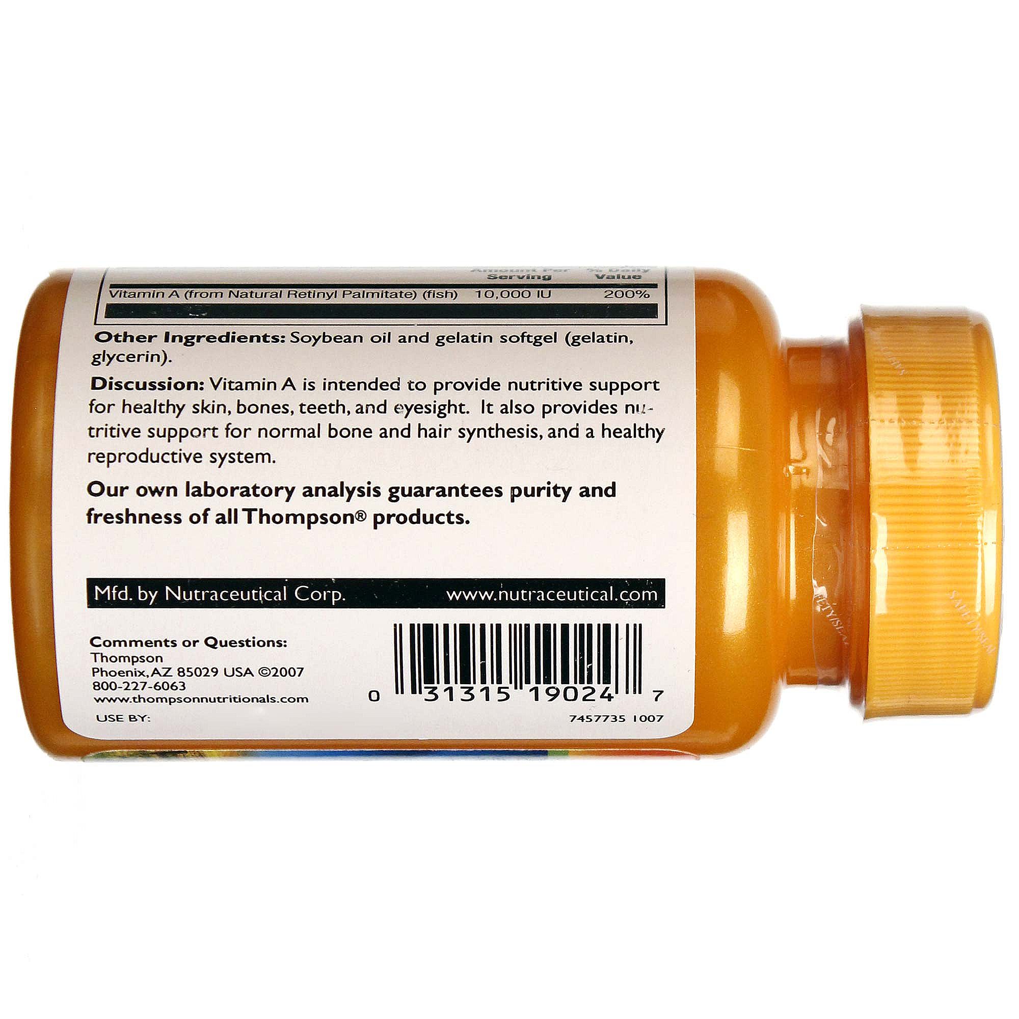 Comprar Thompson, Vitamina A 10.000 UI - 30 Cápsulas de gel - Imagem 3