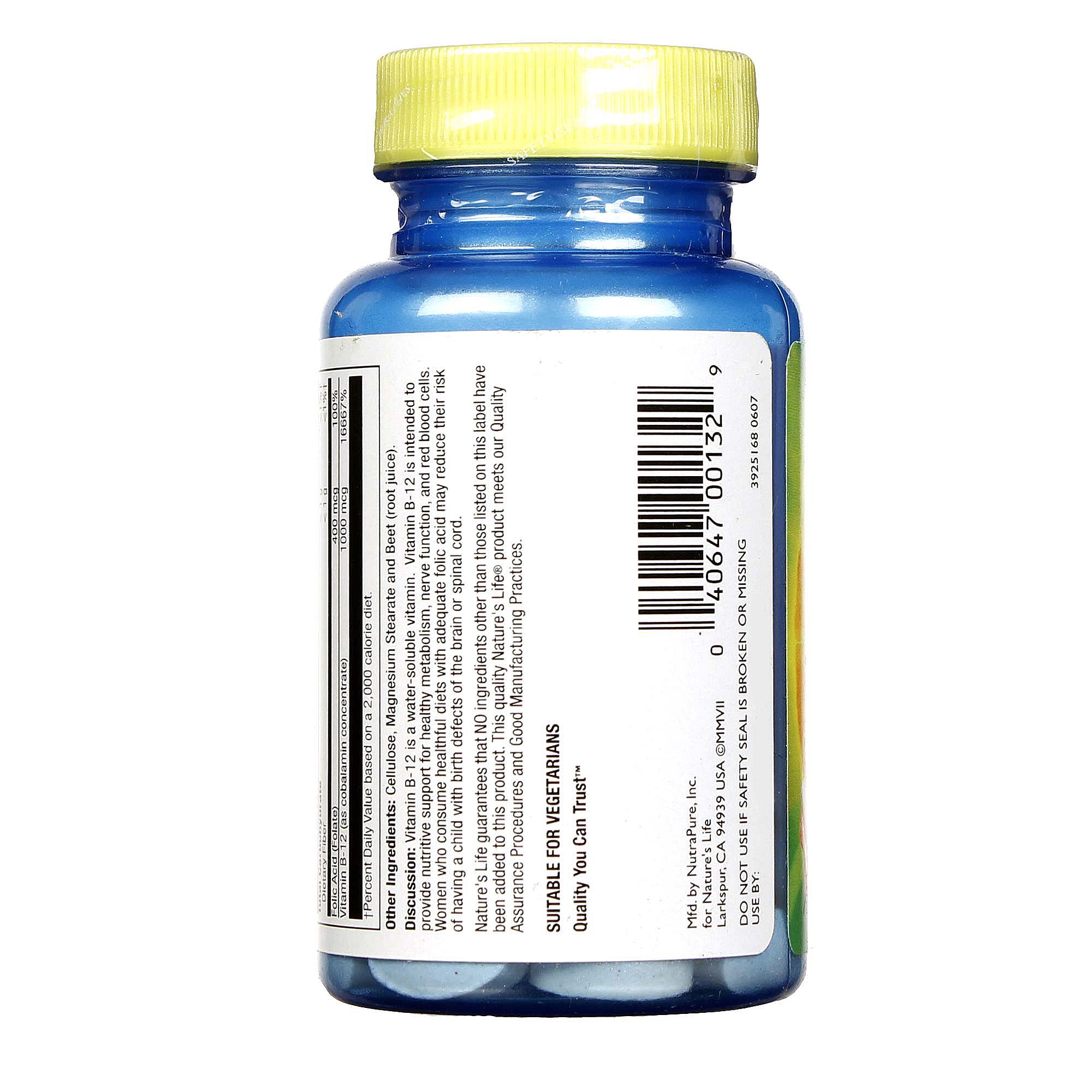 Comprar Nature's Life B-12 1000 mcg 50 Tabletes - Imagem 3