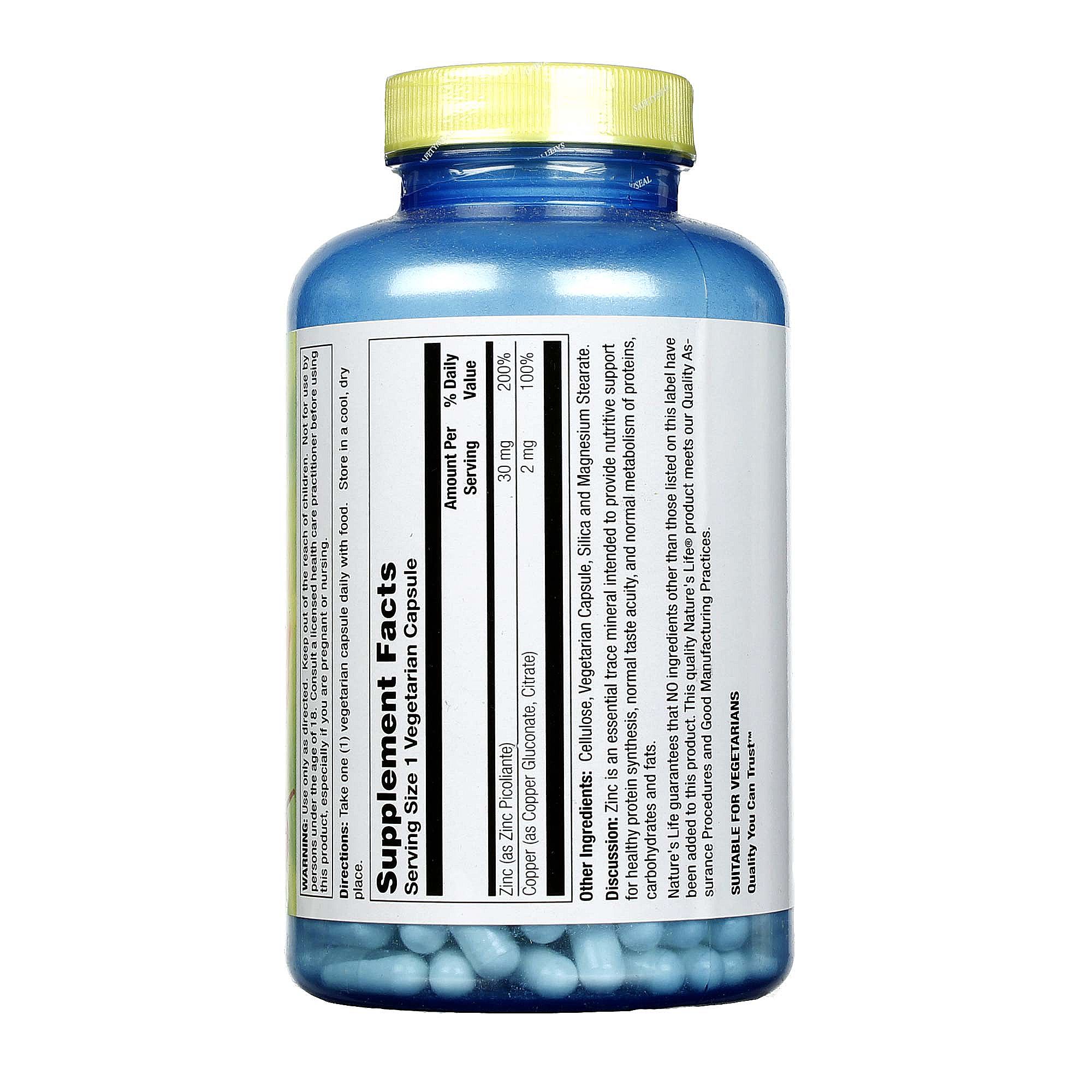 Comprar Nature's Life, Zinco 30 mg - 250 Cápsulas Vegetarianas - Imagem 2