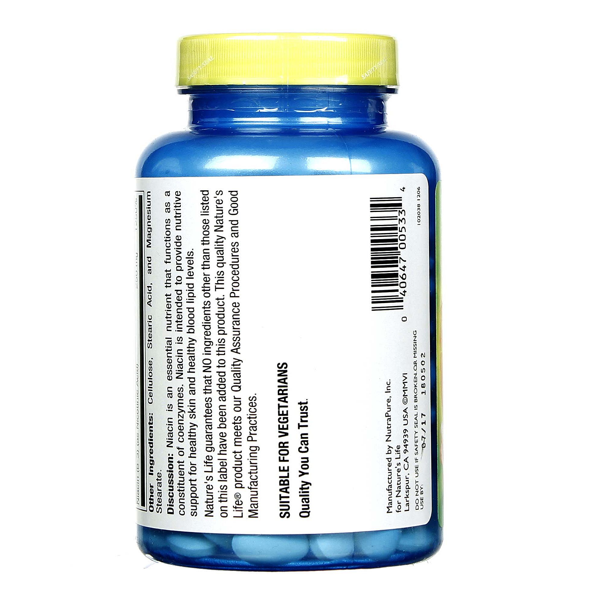 Comprar Nature's Life Niacina 250 mg 250 Tabletes - Imagem 3
