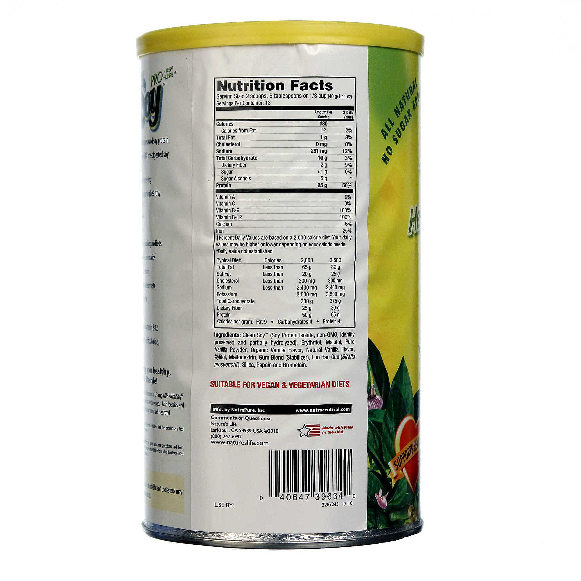 Comprar Nature's Life Soja Saudável Proteína Vanilla Bean 1 lb - Imagem 3