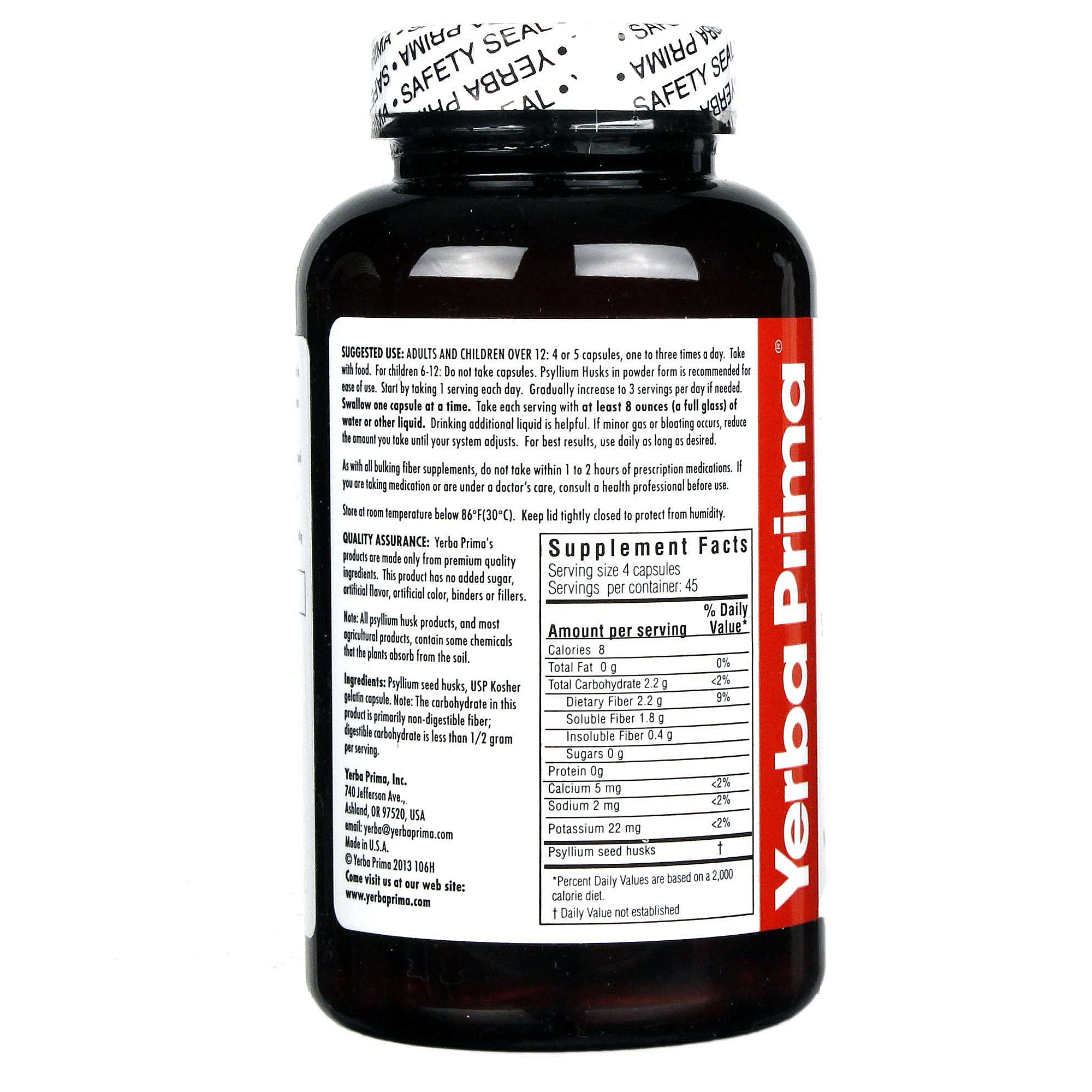 Comprar Yerba Prima, Casca de Psyllium - 180 Cápsulas - Imagem 3