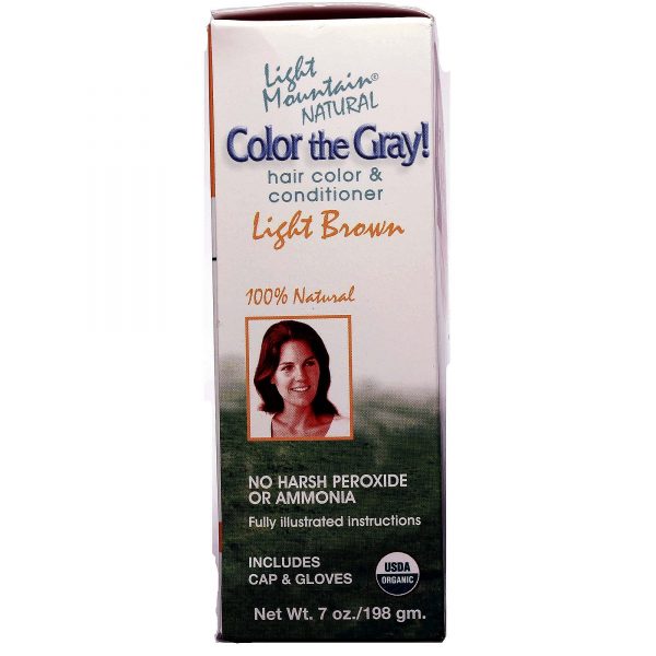 Comprar Light Mountain®, Pinte o Grisalho! Tintura e Condicionador Natural para Cabelos, Castanho Claro - 198 g (7 oz) - Imagem 4