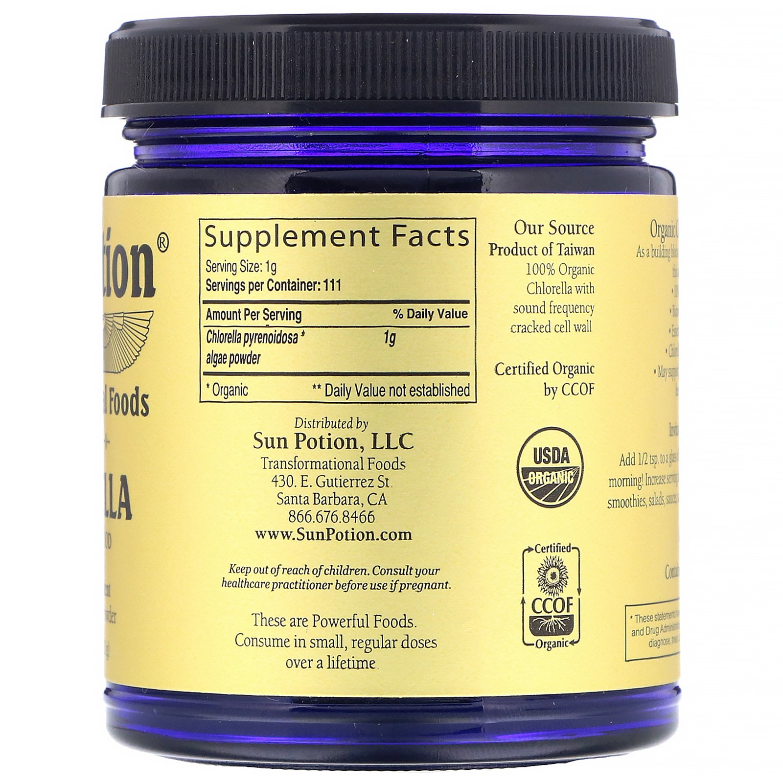 Comprar Sun Potion, Chlorella em pó, orgânico, 111 g - Imagem 2
