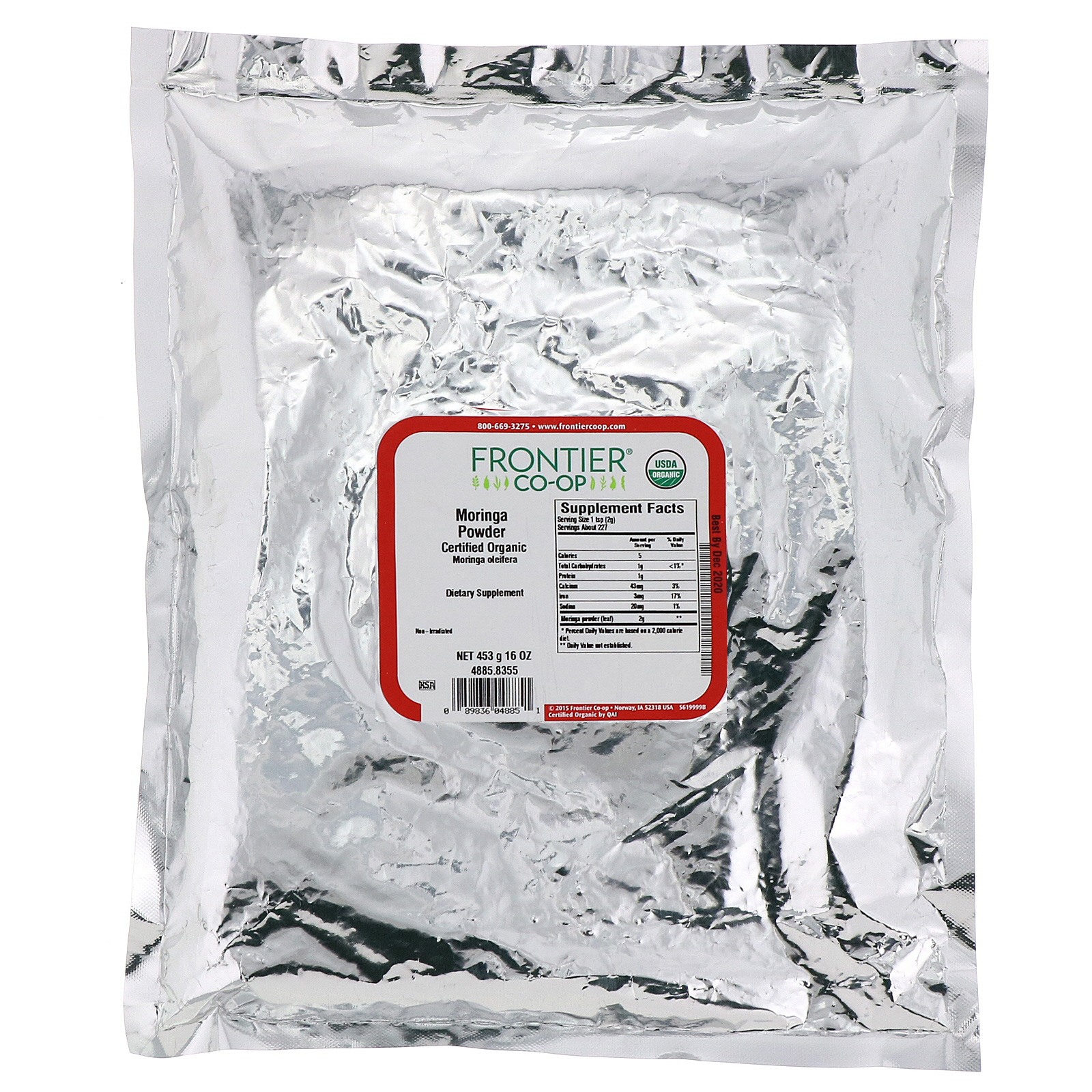 Comprar Frontier Natural Products, Pó de Moringa Orgânico Certificado, 16 oz (453 g) - Imagem 2