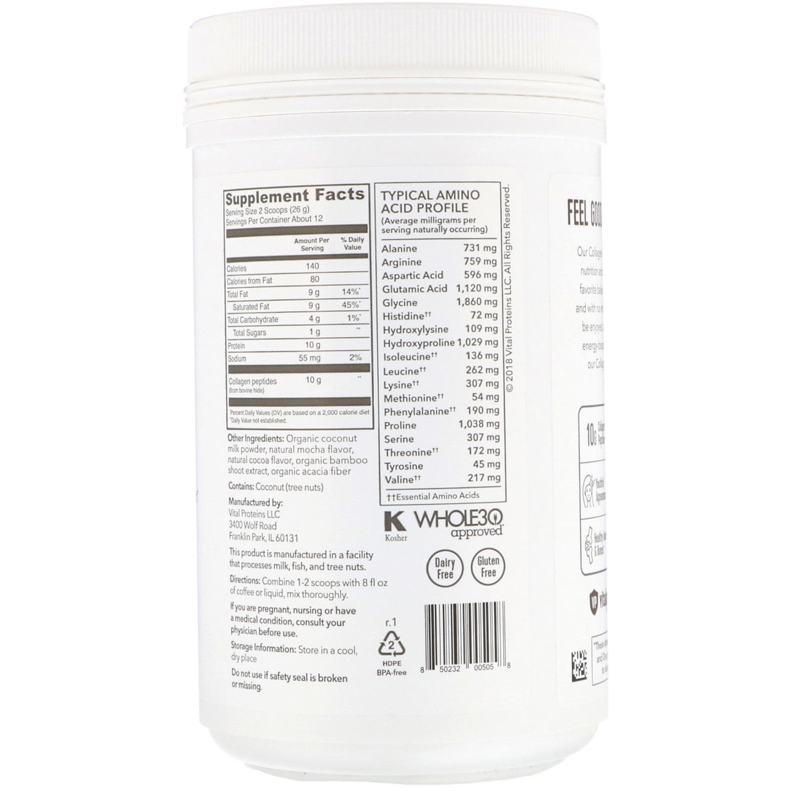 Comprar Vital Proteins, Creamer de Colágeno em Pó, Mocha, 11,2 oz (317 g) - Imagem 2