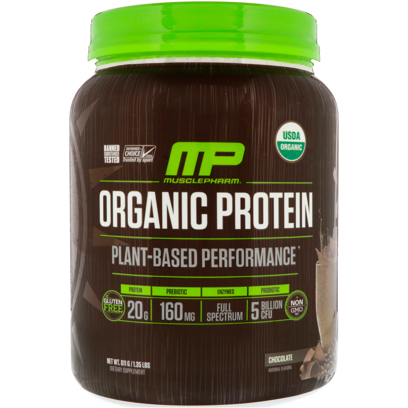 Comprar MusclePharm, Proteína Orgânica Baseada em Plantas, Chocolate, 1,35 lbs (611 g)