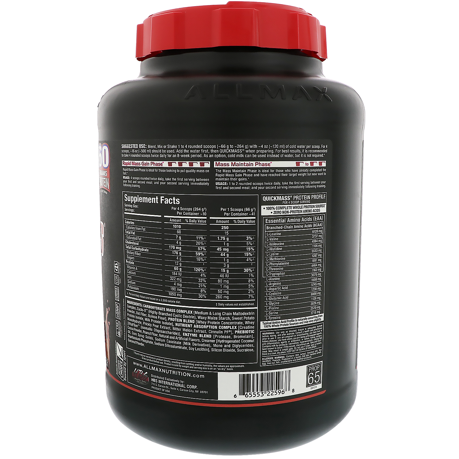 Comprar ALLMAX Nutrition, QuickMass, Catalizador para Ganho Rápido de Massa, Chocolate e Manteiga de Amendoim, 6 lbs (2,72 kg) - Imagem 2