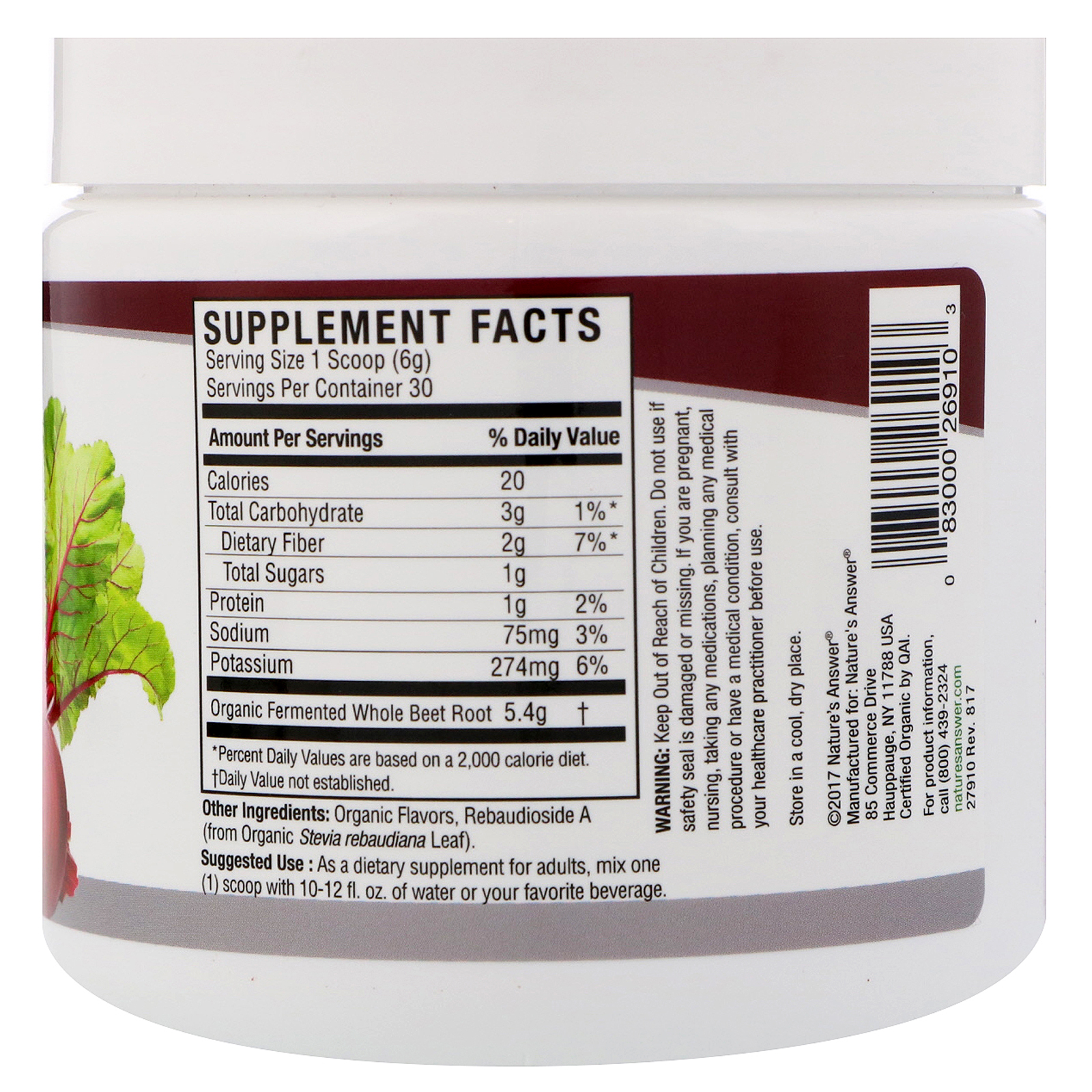 Comprar Nature's Answer, Whole Beets, 6.34 oz (180 g) - Imagem 2