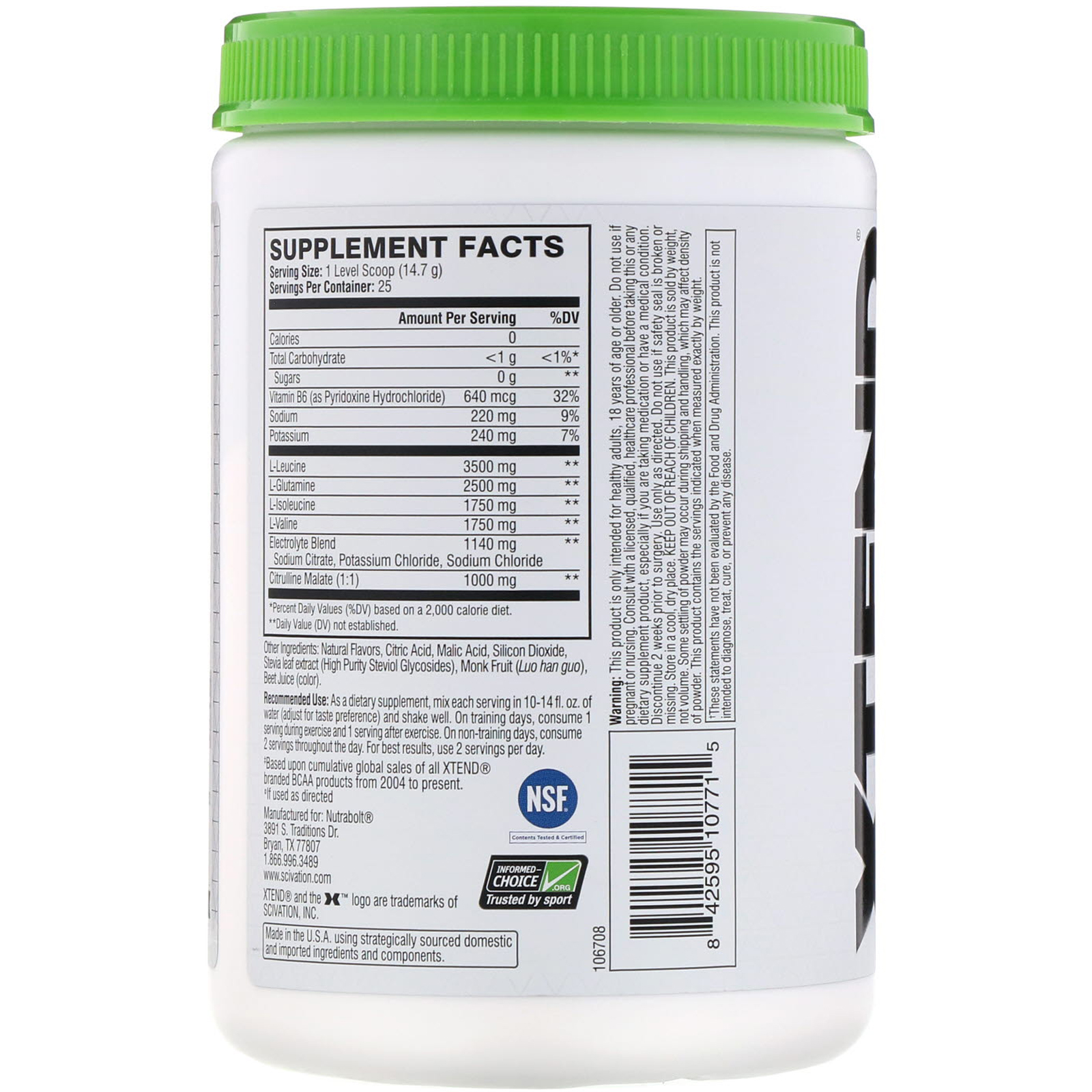 Comprar Scivation, Xtend, The Original 7G BCAA, Natural Zero, Sabor de Morango e Kiwi, 13 oz (367,5 g) - Imagem 2