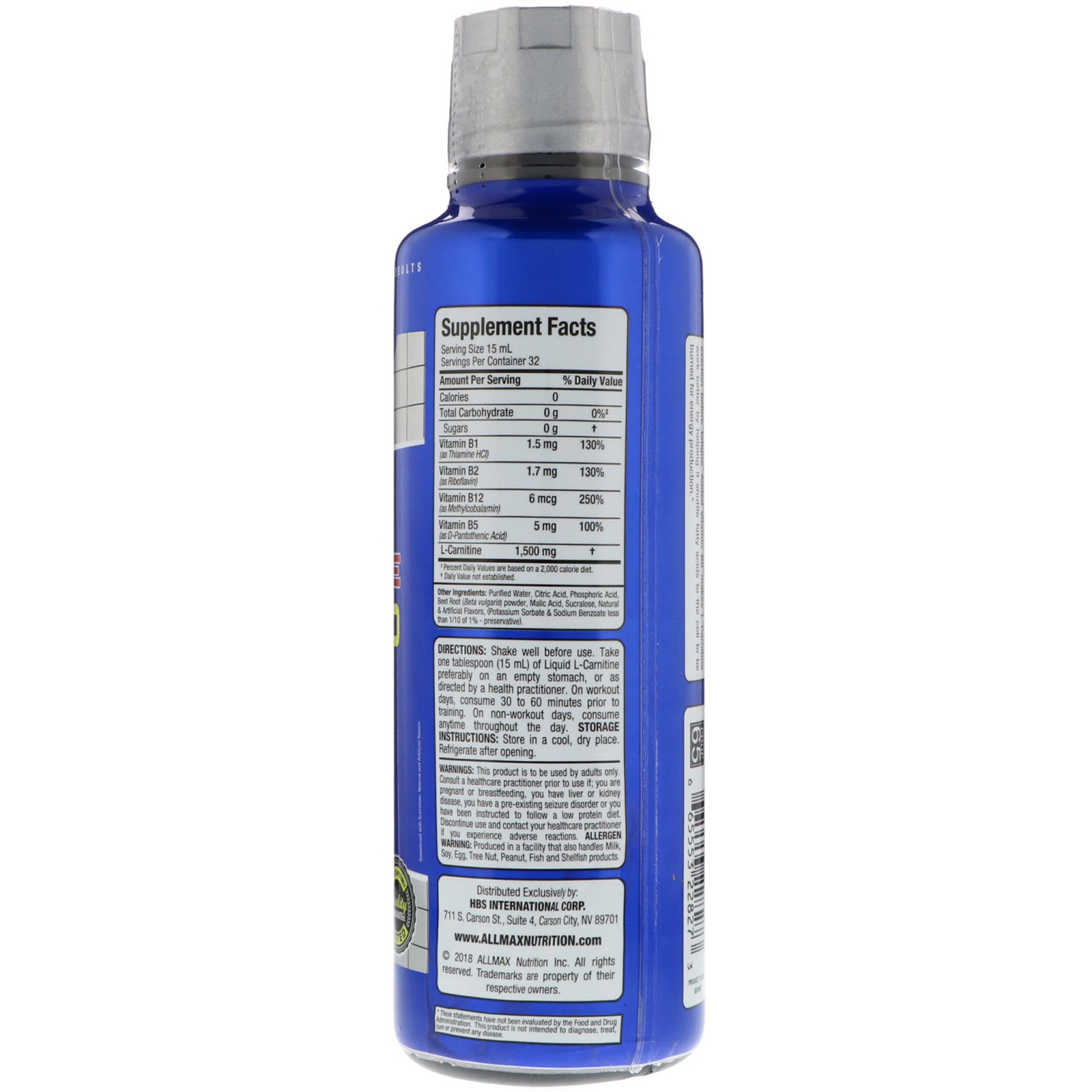 Comprar ALLMAX Nutrition, L-Carnitina 1500 Líquida, Ponche de Frutas, 16 oz (473 ml) - Imagem 2