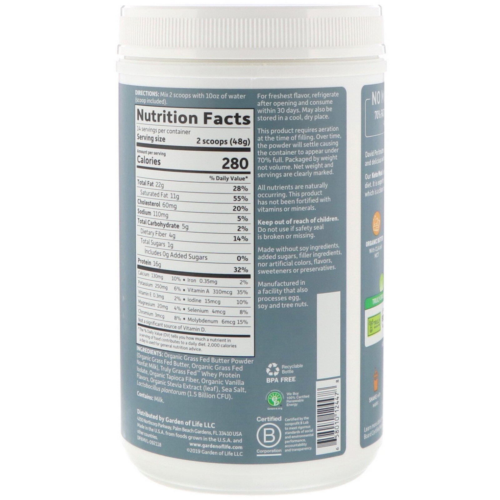 Comprar Garden of Life, Dr. Formulated Keto Meal Balanced Shake, Vanilla, 23.70 oz (672 g) - Imagem 2