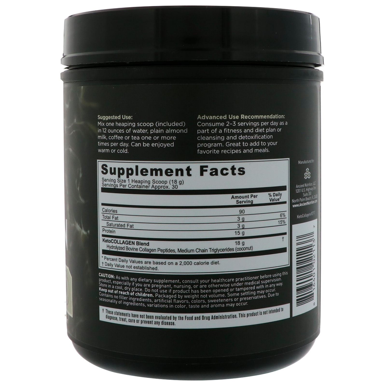 Comprar Dr. Axe / Ancient Nutrition, Colágeno Para Dietas Cetogênicas, Proteínas do Colágeno + TCM de Coco, 540 g (1,19 lbs) - Imagem 2
