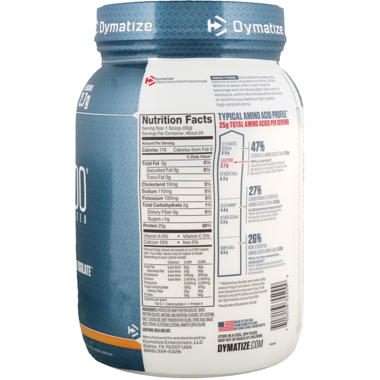 Comprar Dymatize Nutrition, ISO100 Hydrolyzed, 100% Whey Protein Isolate, Orange Dreamsicle, 1.6 lb (725 g) - Imagem 2