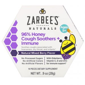 Comprar Zarbee's, 96% Honey Cough Soothers + Immune Support, Natural Mixed Berry Flavor, Ages 5+, 14 Pieces