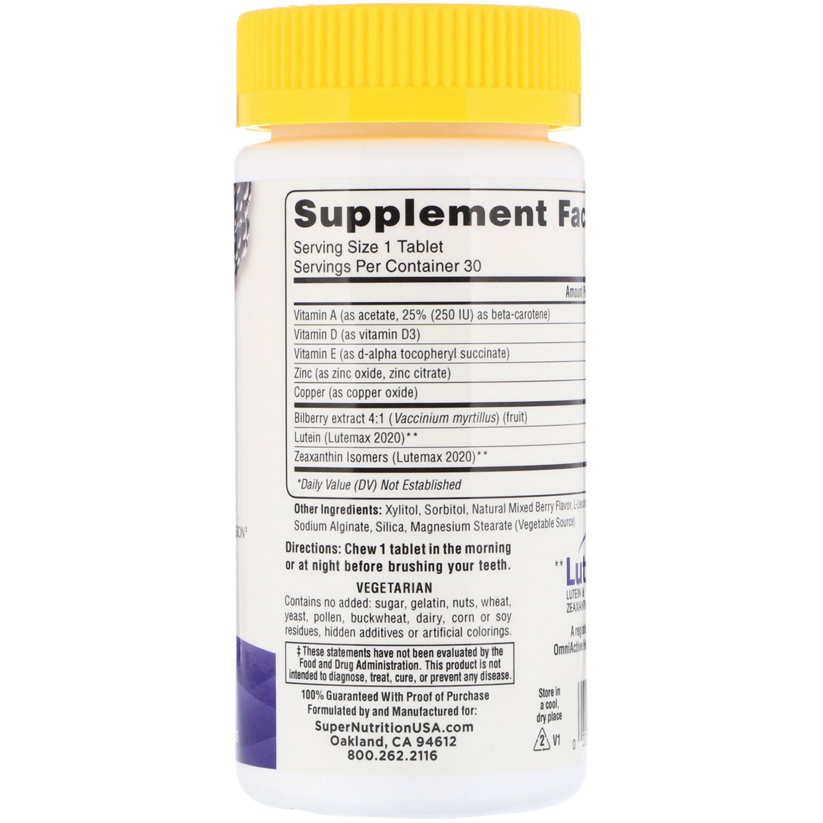 Comprar Super Nutrition, SimplyOne, Veja Claramente, Formula de Potência Tripla para a Visão, Sabor Baga Silvestre, 30 Comprimidos Mastigáveis - Imagem 2