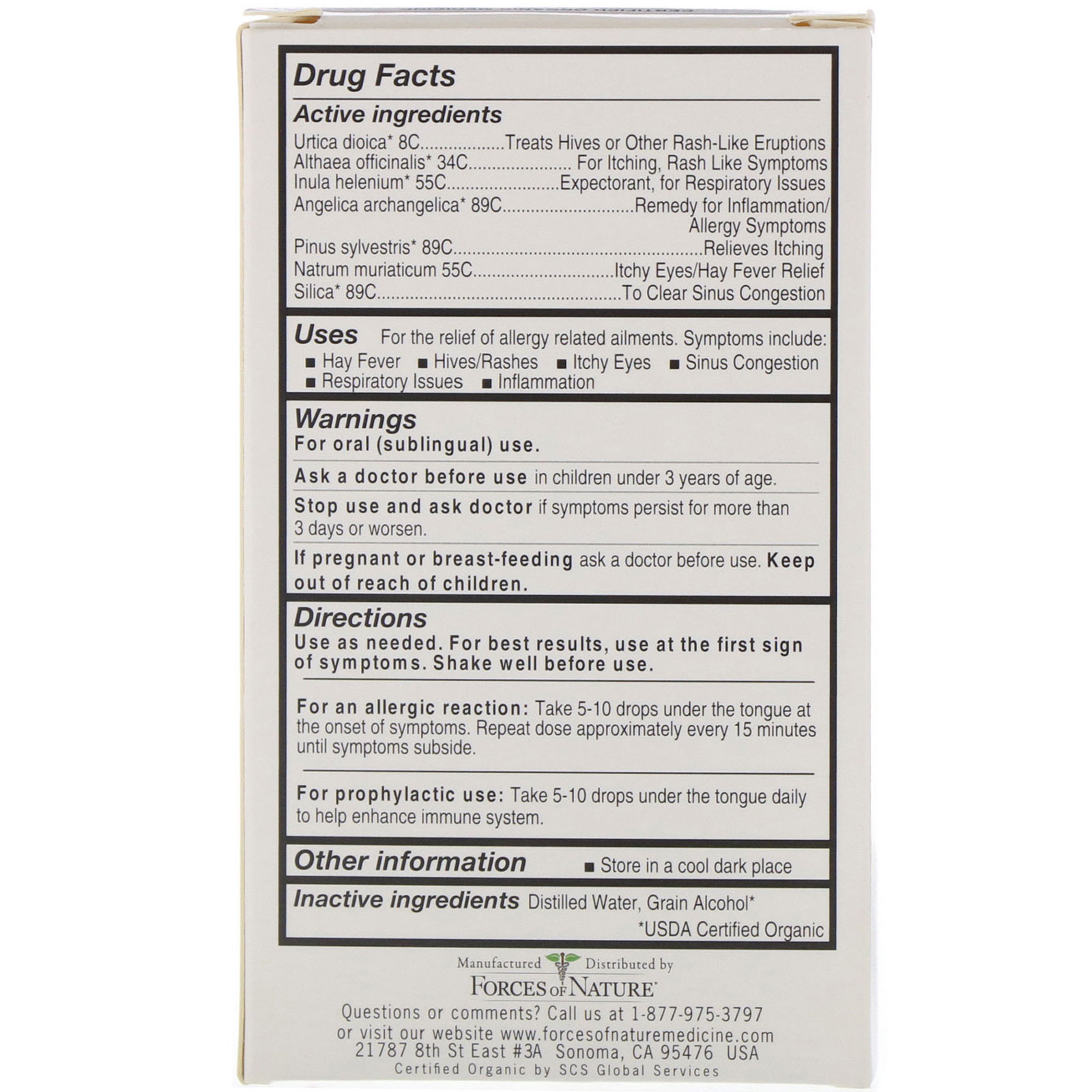 Comprar Forces of Nature, Alergia, Medicamento Orgânico, ImmuneDrops, Concentração Máxima, 10 ml (0,34 oz) - Imagem 2