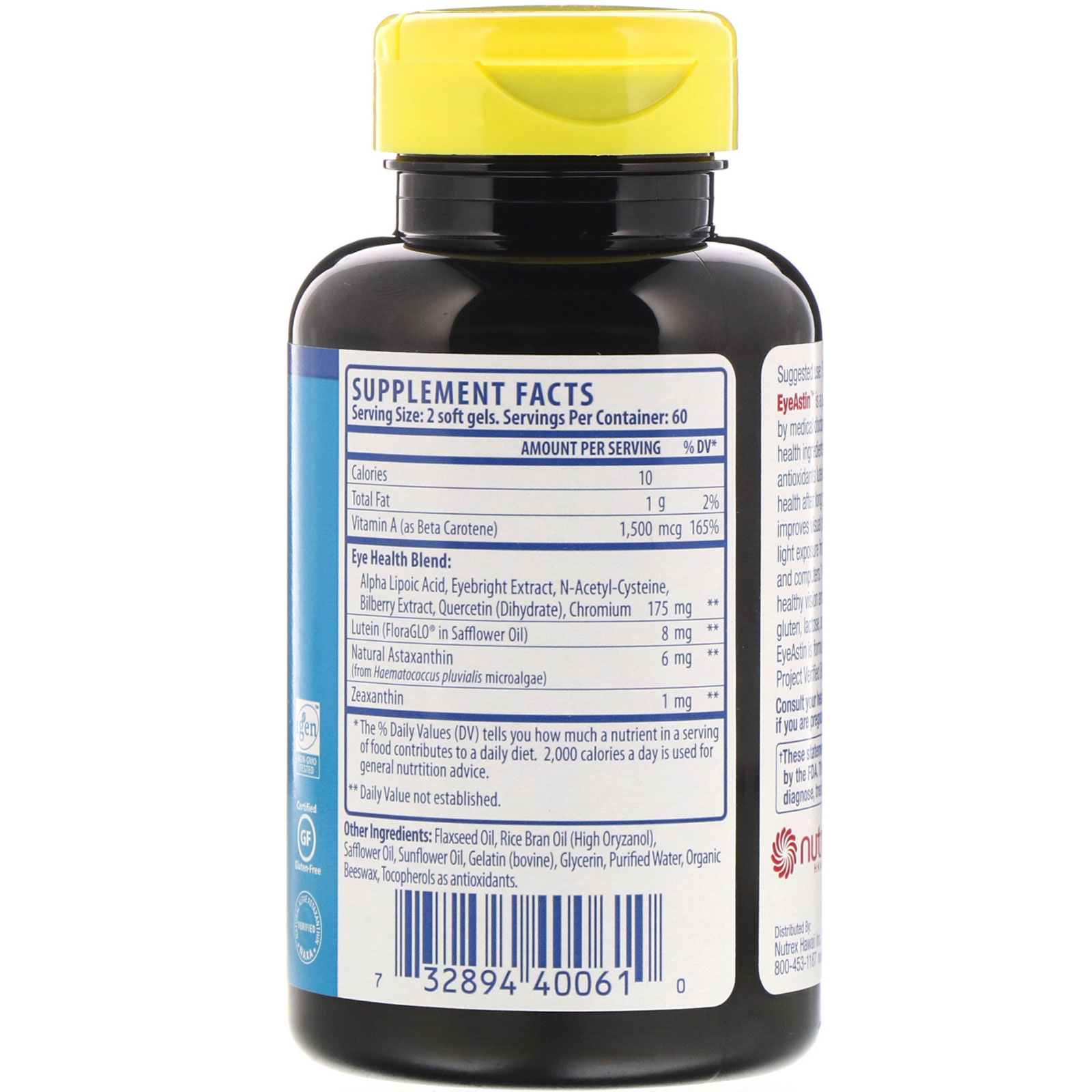 Comprar Nutrex Hawaii, BioAstin, Eye Astin, Hawaiian Astaxanthin, 6 mg, 120 Soft Gels - Imagem 2
