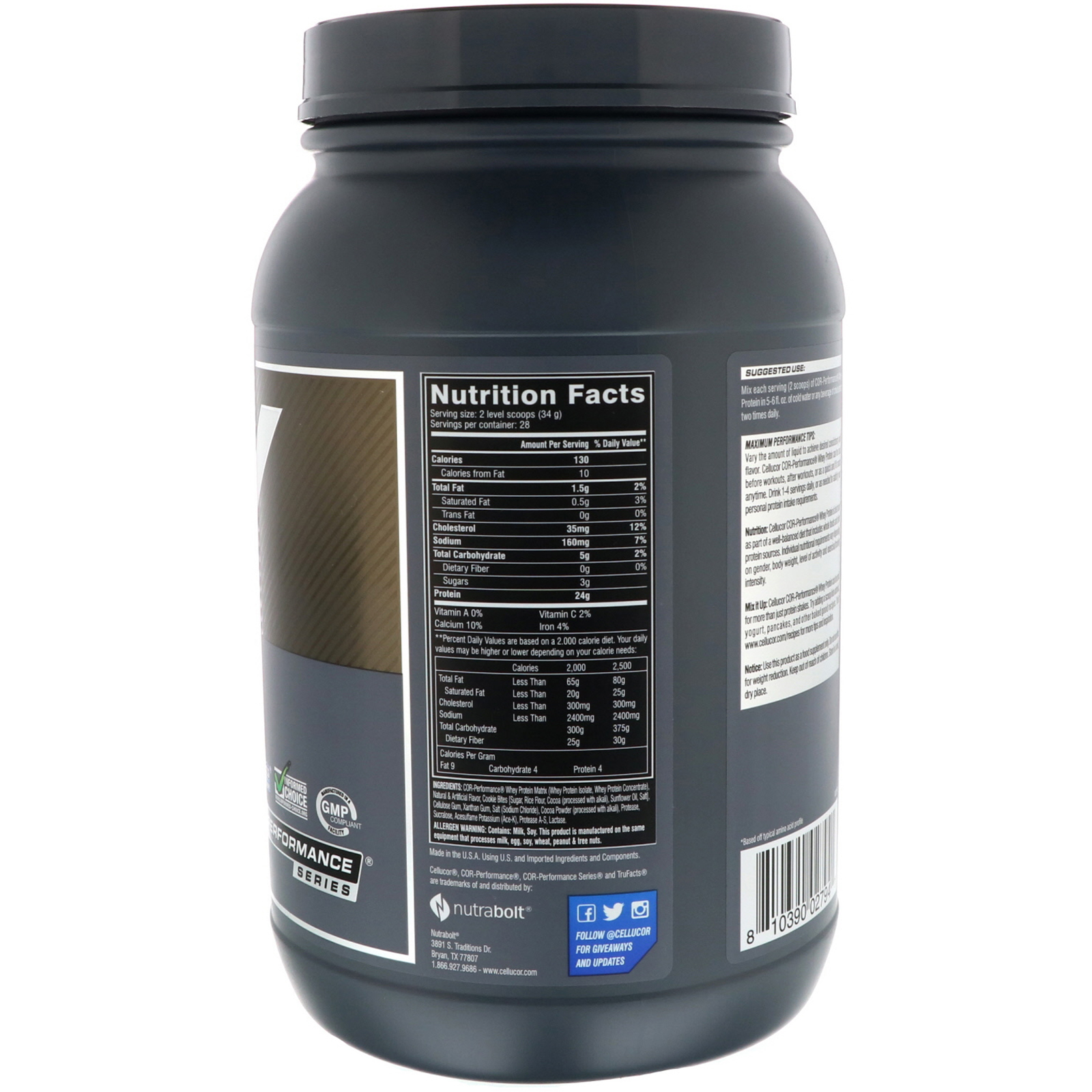 Comprar Cellucor, Cor-Performance Whey, Cookies 'N Cream, 2,07 lb (941 g) - Imagem 2