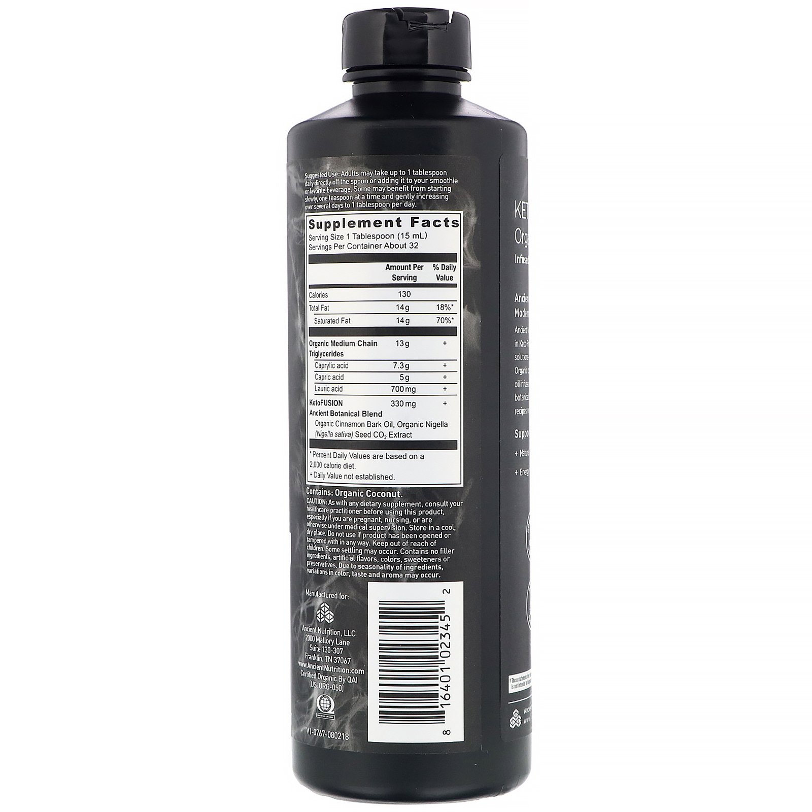 Comprar Dr. Axe / Ancient Nutrition, Óleo TCM Orgânico Keto Fusion, Cominho Preto, 473 ml (16 fl oz) - Imagem 2