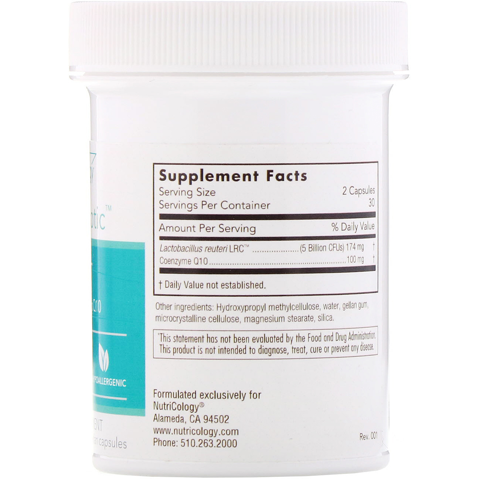 Comprar Nutricology, Restore-Biotic, Heart with LRC and CoQ10, 2.5 Billion CFU, 60 Delayed-Release Vegetarian Capsules - Imagem 2