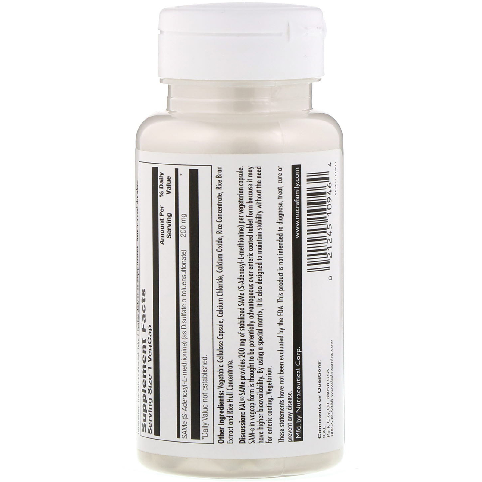 Comprar KAL, SAMe, 200 MG, 30 VegCaps - Imagem 2