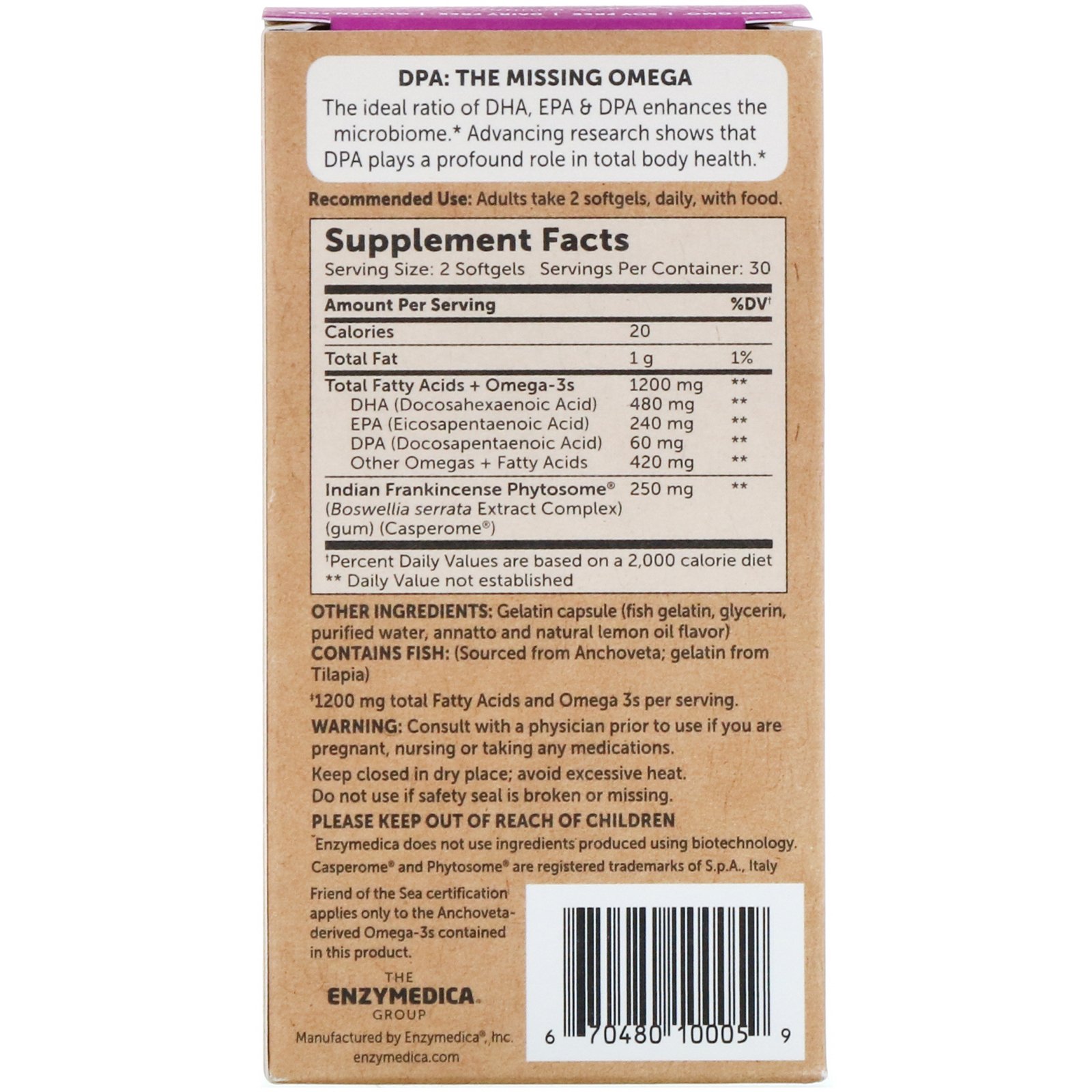 Comprar Enzymedica, Aqua Biome, Fish Oil + Digestive Relief, Lemon Flavor, 1,200 mg, 60 Softgels - Imagem 2