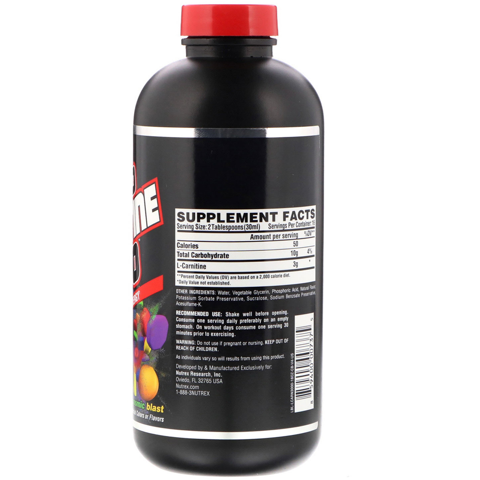 Comprar Nutrex Research, Carnitina Líquida 3000, Explosão Cósmica, 16 fl oz (480 ml) - Imagem 2
