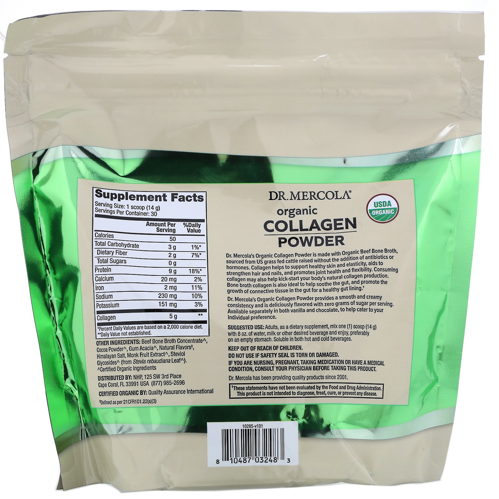 Comprar Dr. Mercola, Organic Collagen Powder, Chocolate, 14.81 oz (420 g) - Imagem 2