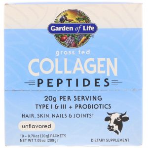 Comprar Garden of Life, Peptídeos de Colágeno de Gado de Pasto, Sem Sabor, 10 Embalagens, 0,70 oz (20 g) Cada