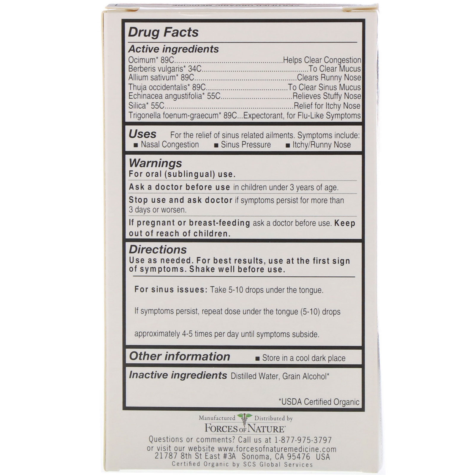 Comprar Forces of Nature, Sinus, Organic Medicine, ImmuneDrops, Maximum Strength, .34 oz (10 ml) - Imagem 2