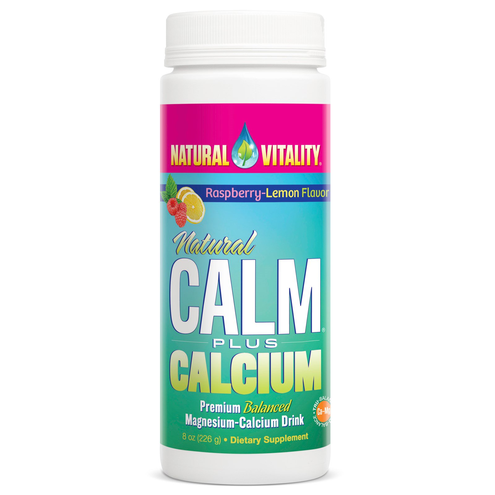 Comprar Natural Vitality, Natural Calm mais Cálcio, Sabor Framboesa e Limão, 8 oz (226 g)