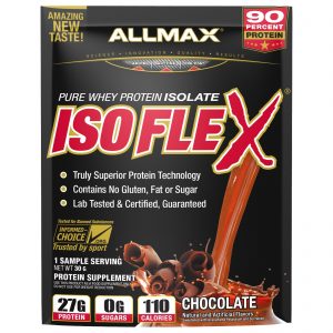 Comprar ALLMAX Nutrition, Isoflex, 100% Isolado ultra puro de proteína Whey (IPW Filtragem de partículas carregadas com íons), Chocolate, 1 Porção de amostra, 1,06 oz (30 g)