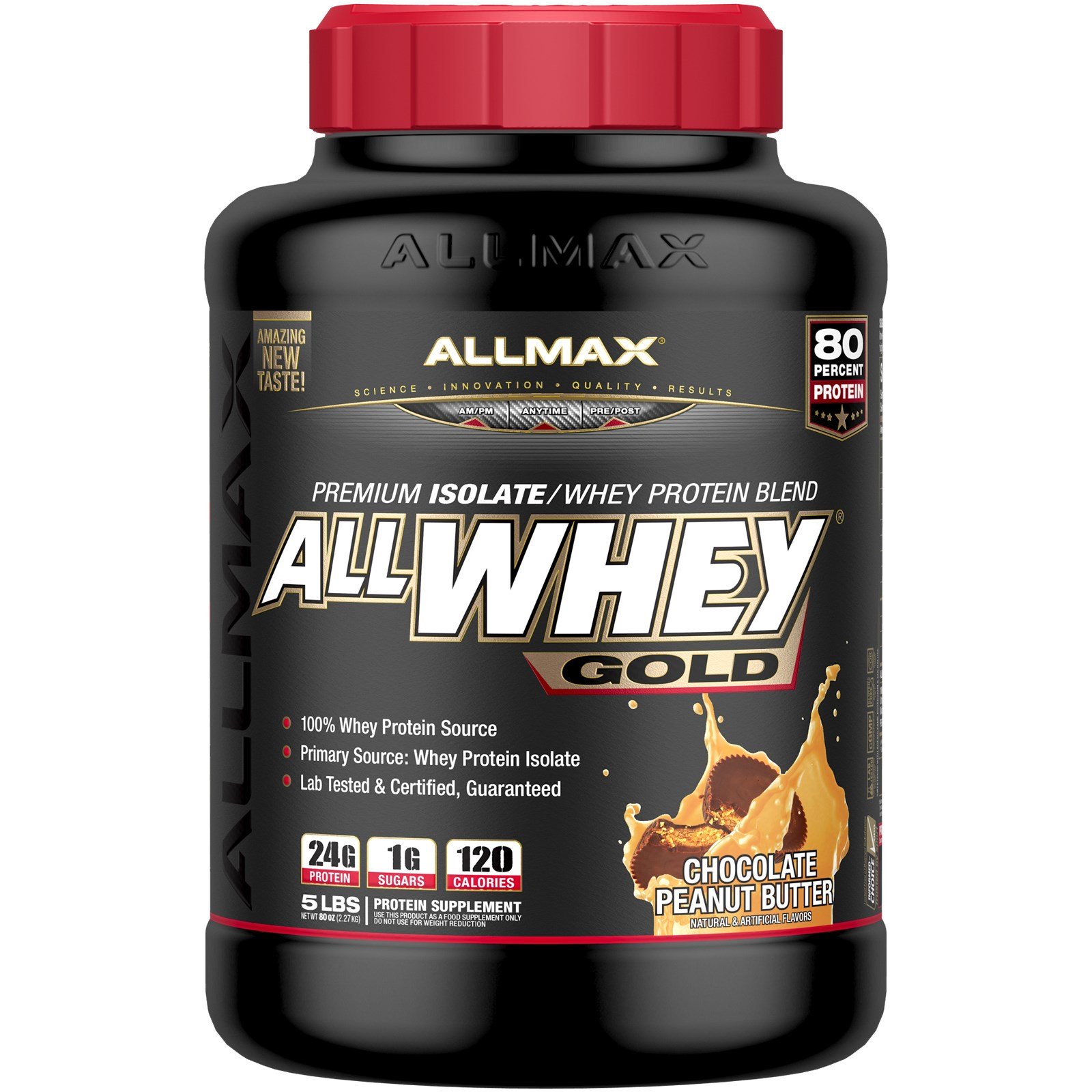 Comprar ALLMAX Nutrition, AllWhey Gold, 100% Proteína de Soro de Leite + Isolado Proteico de Soro Premium, Manteiga de Amendoim Achocolatada, 5 lbs. (2,27 kg)