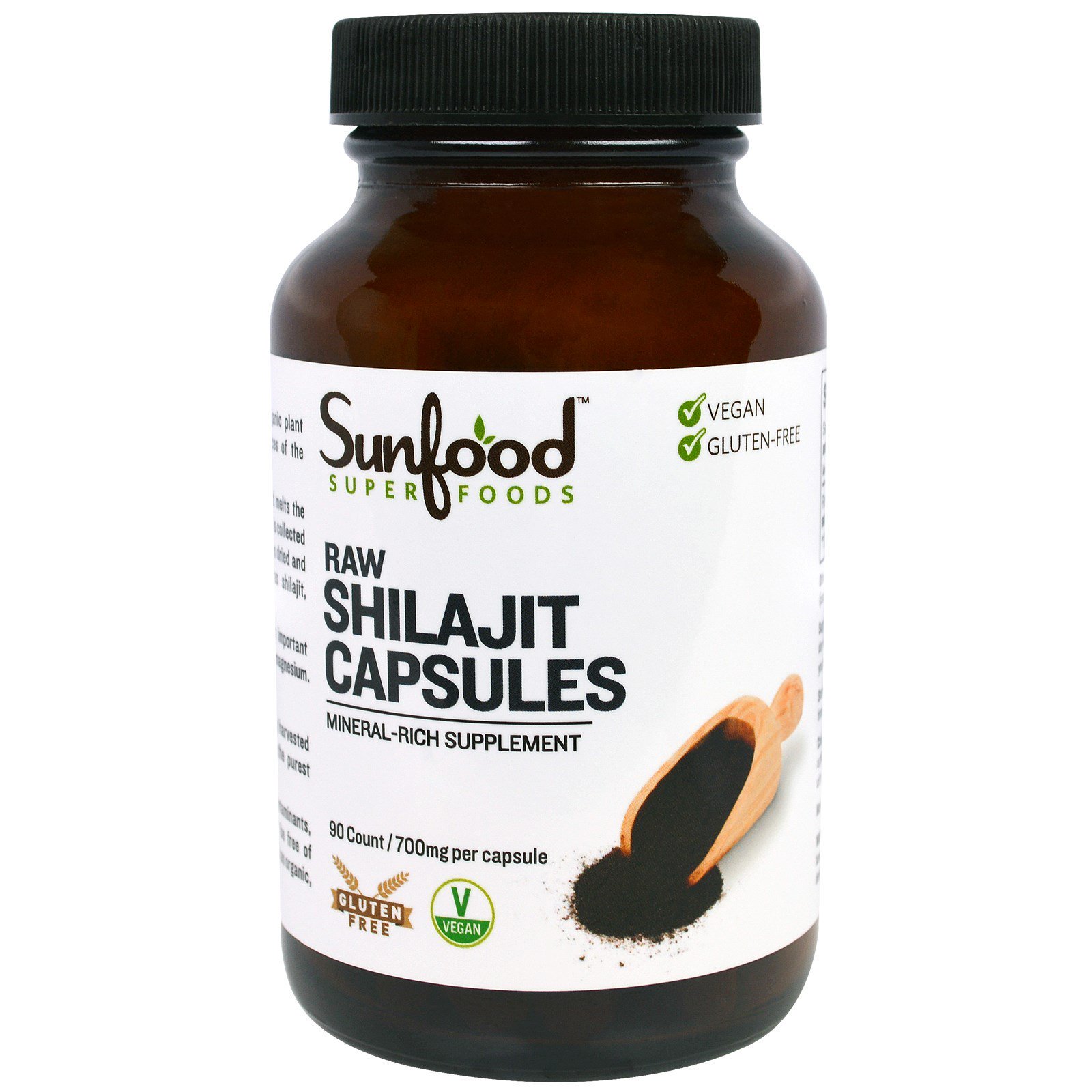 Comprar Sunfood, Cápsulas de Shilajit Cru, 700 mg, 90 Cápsulas