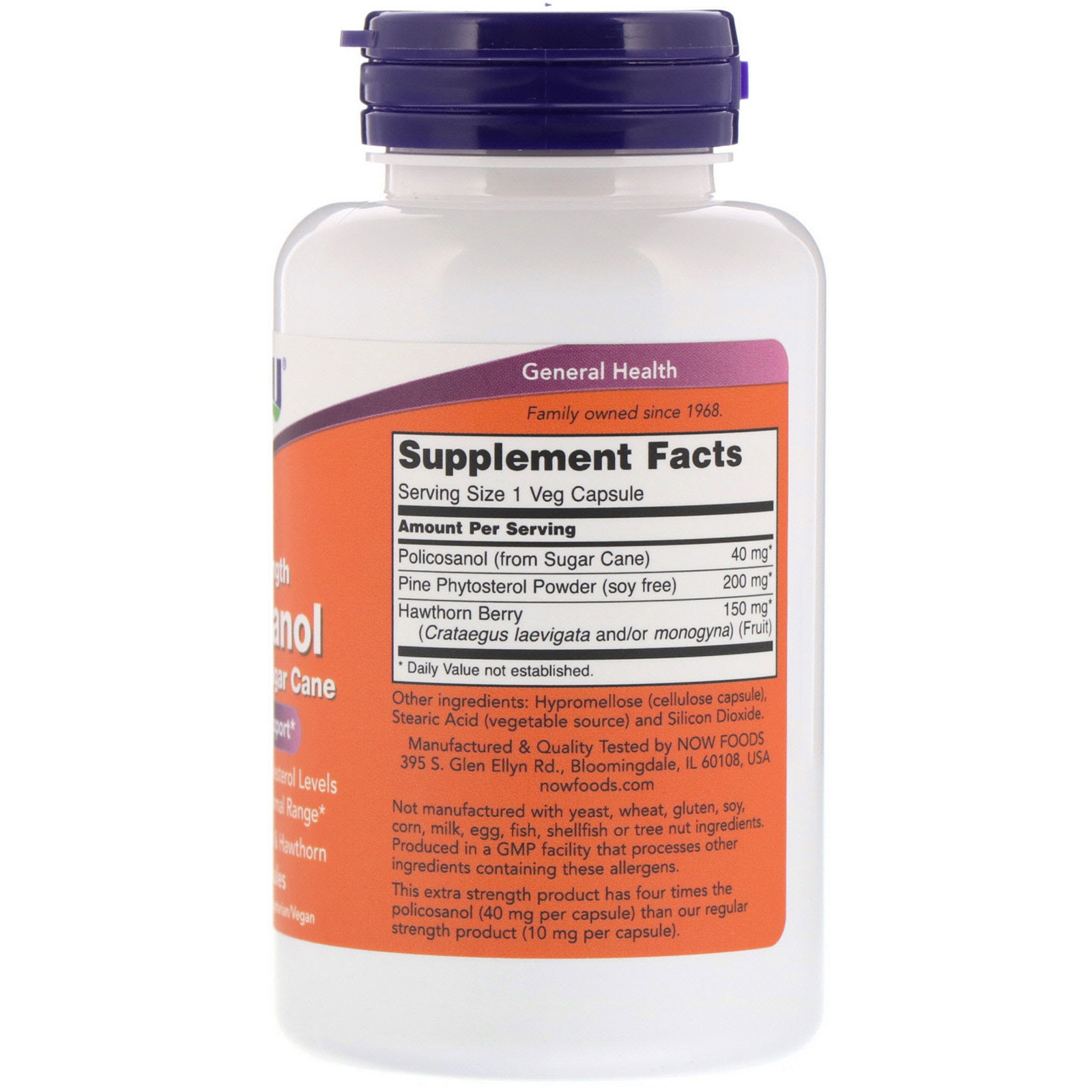 Comprar Now Foods, Policosanol de Força Extra, 40 mg, 90 Cápsulas Vegetais - Imagem 2