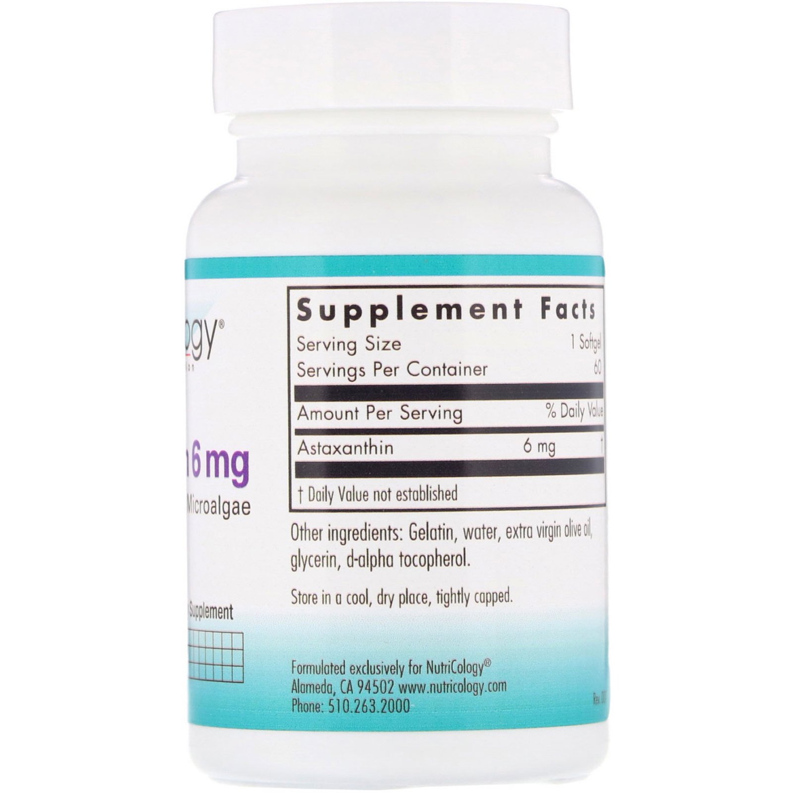 Comprar Nutricology, Astaxanthin, 6 mg, 60 Softgels - Imagem 2