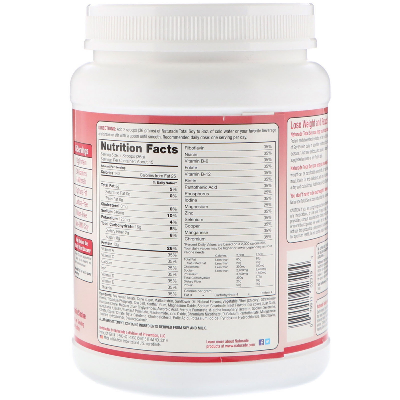 Comprar Naturade, Total Soy, Substituto para Refeição, Morango Delícia, 540 g (19,1 oz) - Imagem 2