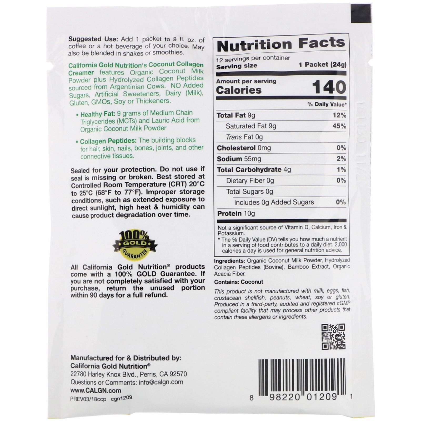 Comprar California Gold Nutrition, Superfoods, Creme de Coco com Colágeno, Sem Açúcar, 0,85 oz (24 g) - Imagem 2