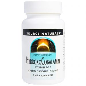Comprar Source Naturals, HidroxoCobalamina, Vitamina B12, Pastilha com Sabor de Cereja, 1 mg, 120 Comprimidos