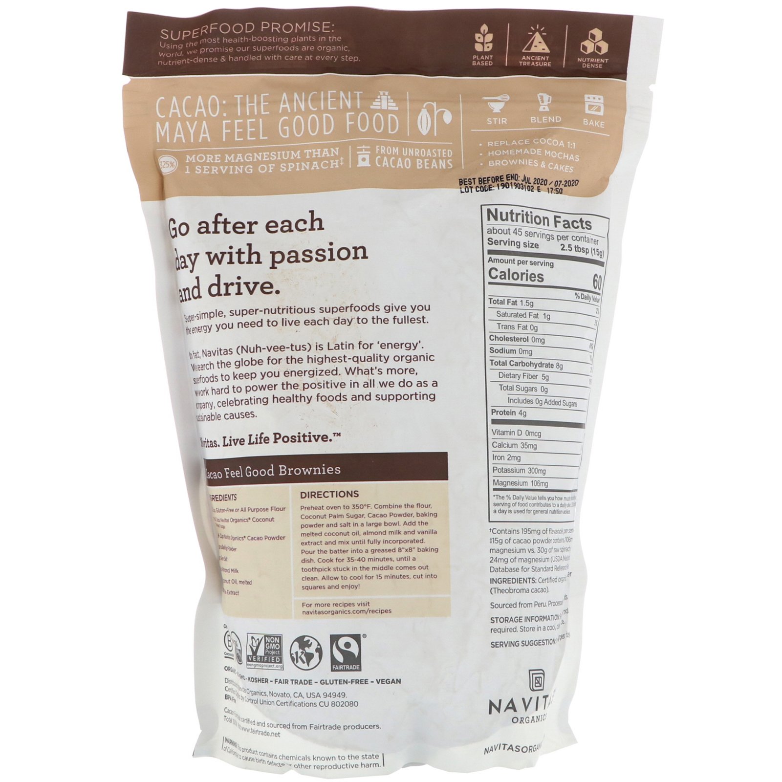 Comprar Navitas Organics, Organic Cacao Powder, 24 oz (680 g) - Imagem 2