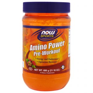Comprar Now Foods, Sports, Amino Power Pre-Malhação, Sabor Framboesa Natural, 21,16 oz (600 g)