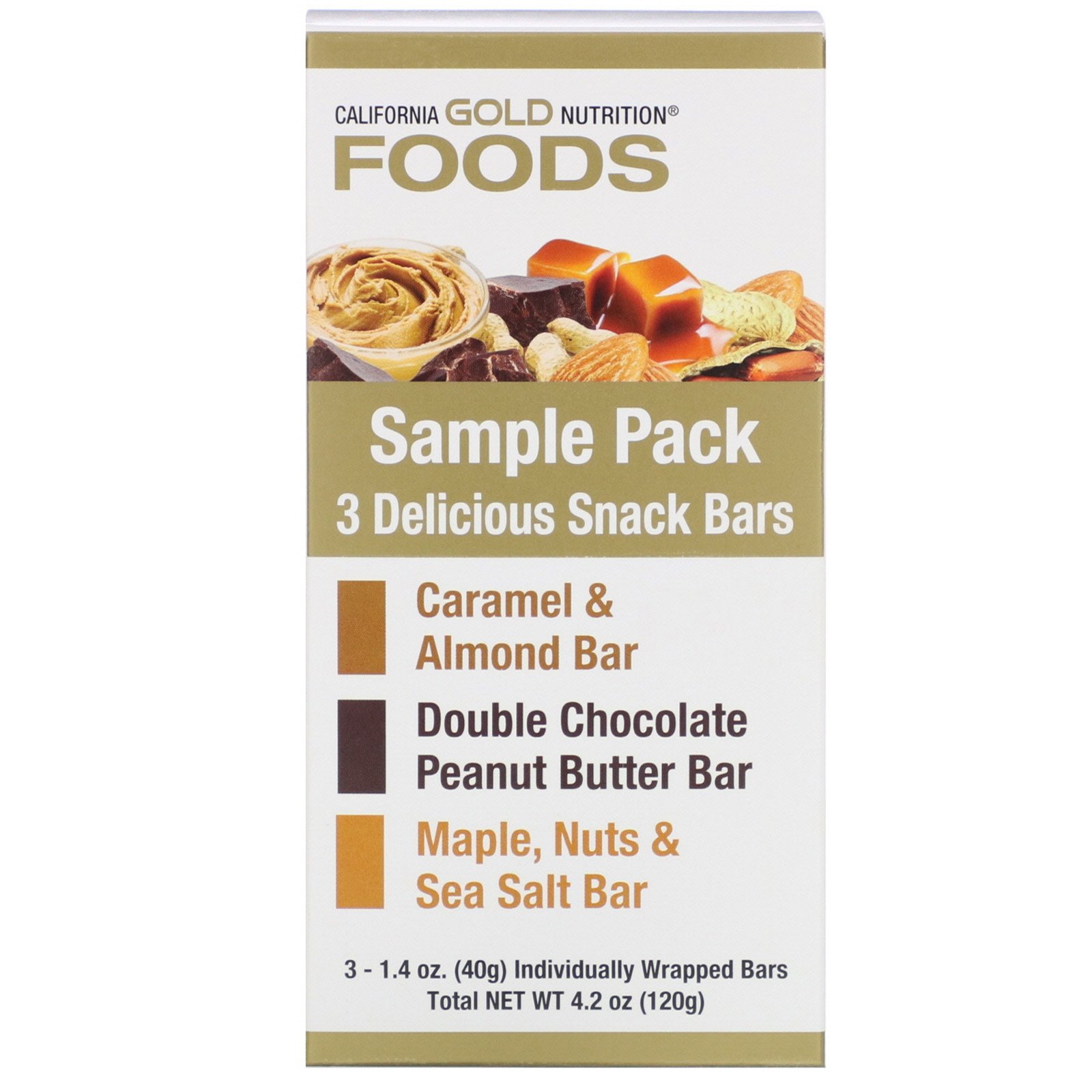 Comprar California Gold Nutrition, Foods, Sample Snack Bar Pack, 3 Bars, 1.4 oz (40 g) Each