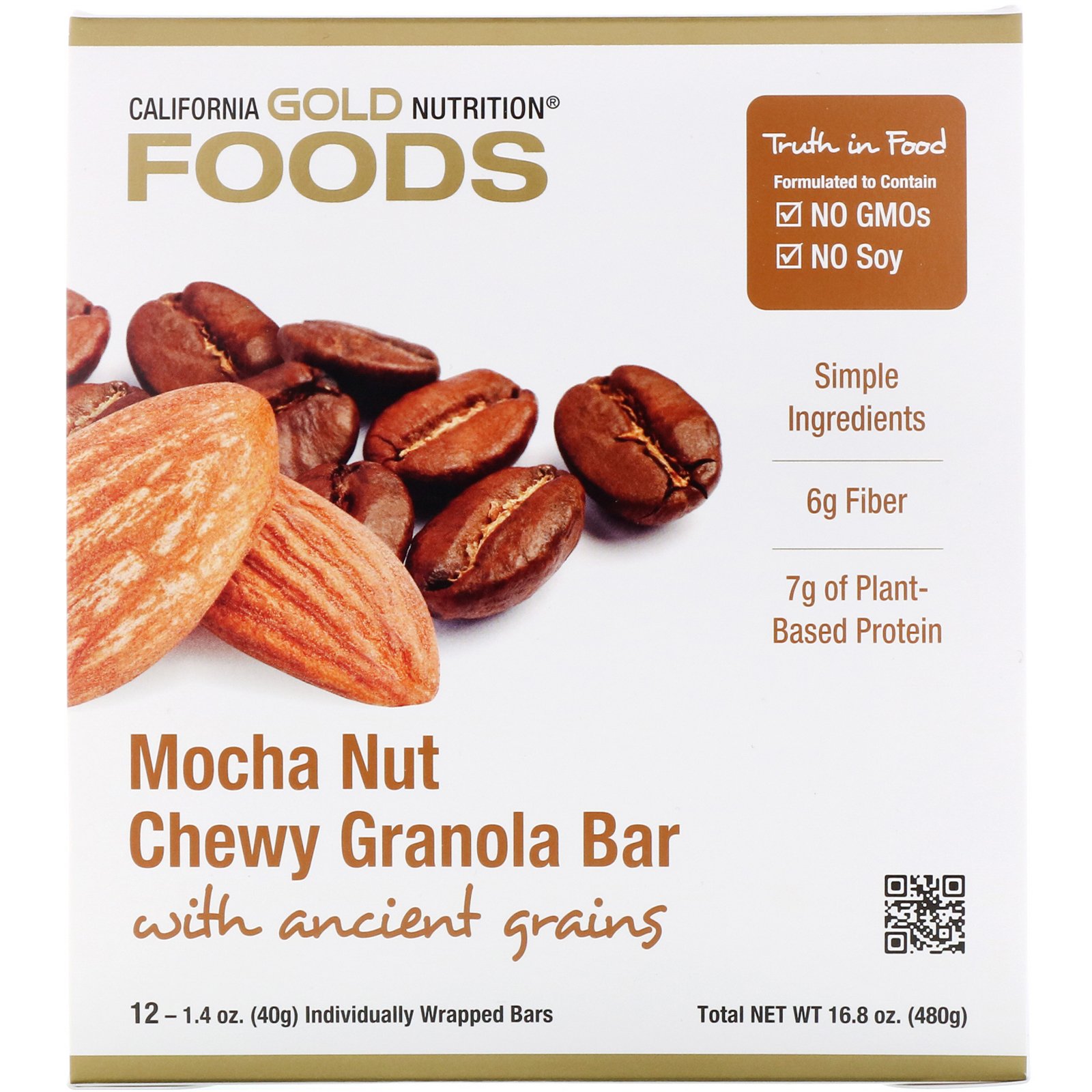 Comprar California Gold Nutrition, Alimentos, Barra de Granola de Café e Nozes, 12 Barras, 1,4 oz (40 g) Cada - Imagem 2