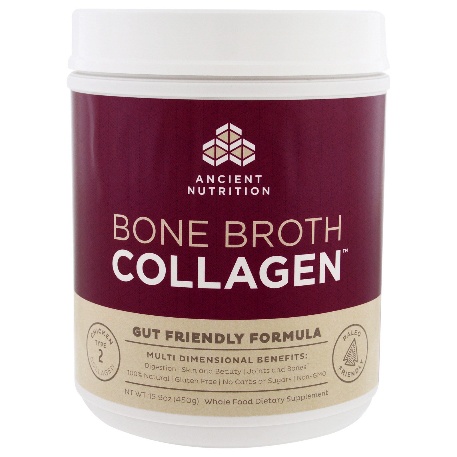 Comprar Dr. Axe / Ancient Nutrition, Colágeno de Caldo de Ossos, Puro, 450 g (15,9 oz)