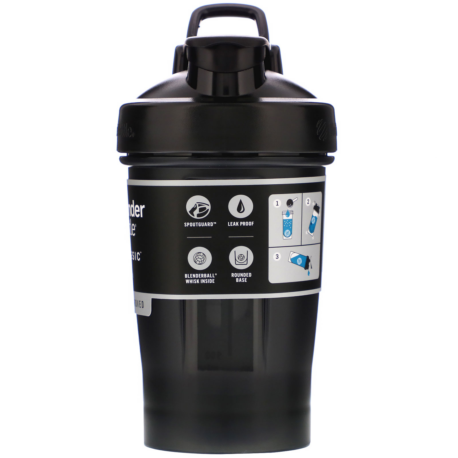 Comprar Blender Bottle, Classic With Loop, Black, 20 oz - Imagem 2